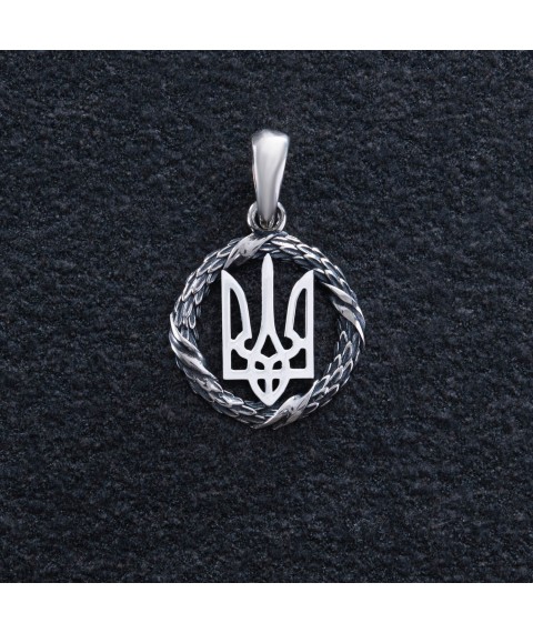 Срібний кулон "Герб України - Тризуб" 1060 Онікс