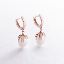 Gold earrings (cult. fresh pearls) s07771 Onyx