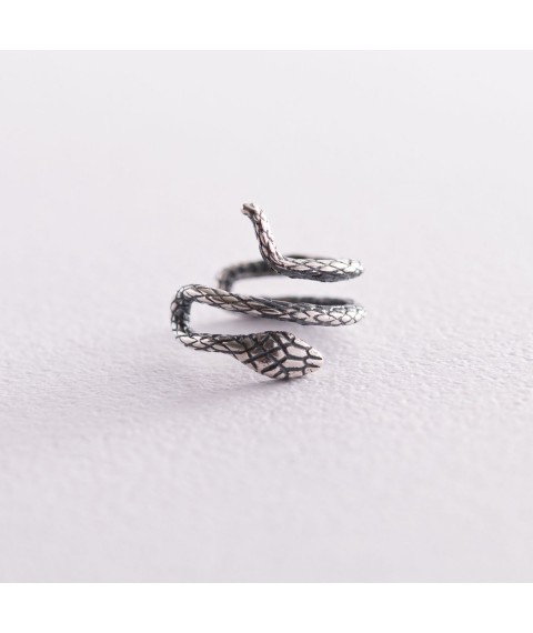 Silver earring - cuff "Snake" 122833 Onyx