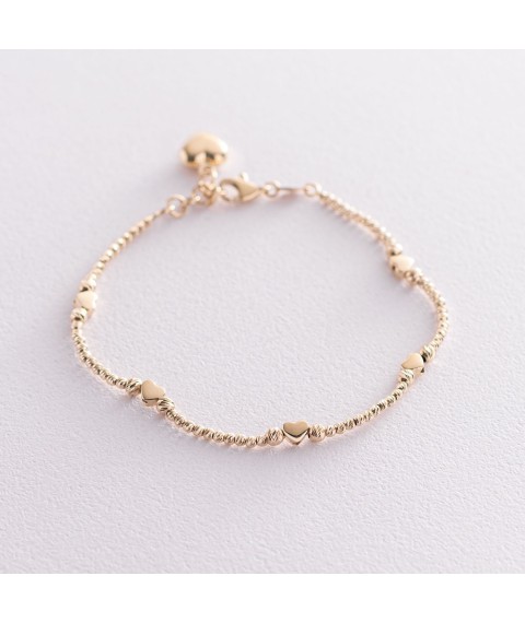 Gold bracelet "Hearts" b04016 Onix 18