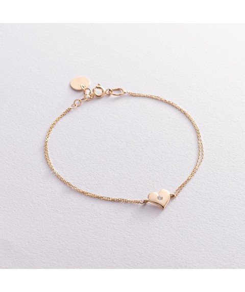 Gold bracelet "Heart with cubic zirconia" b02926 Onix 20