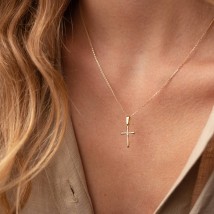Gold necklace "Cross" with cubic zirconia col02202 Onix 45