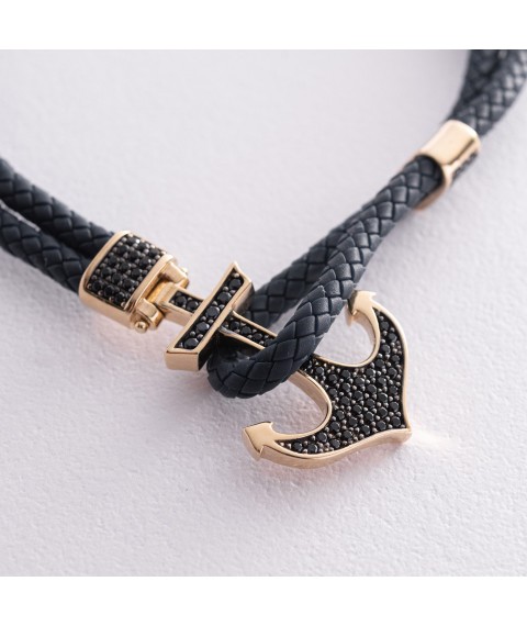 Rubber bracelet in gold "Anchor" with cubic zirconia b02368 Onix 21