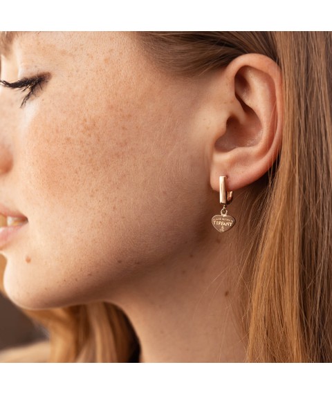 Gold earrings "Hearts" s05570 Onix