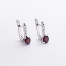 Серебряные серьги с пиропом и фианитами 2521/1р-GARN Онікс