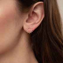 Gold earrings - studs "Sun" s07904 Onyx