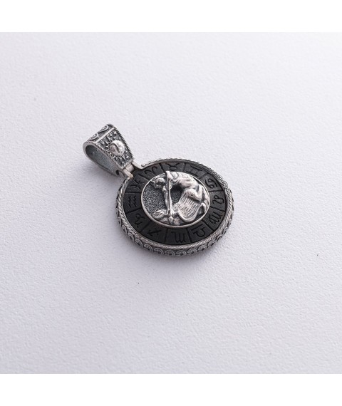 Silver pendant "Zodiac sign Sagittarius" with ebony 1041 Sagittarius Onyx