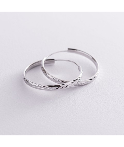 Earrings - rings in silver (3.0 cm) 122949 Onyx