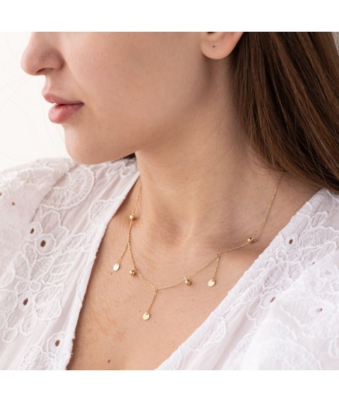 Necklace with coins in yellow gold 860390M Onix 40