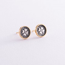 Earrings - studs "Luck" in silver (gilding, blackening) 122797 Onyx