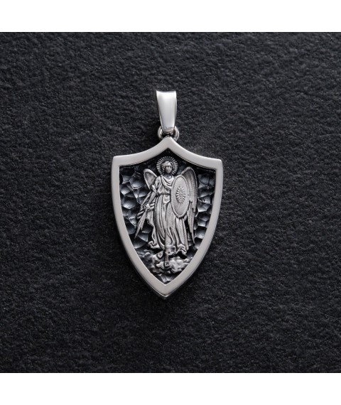 Silver pendant "Archangel Michael. Prayer" 133222 Onyx