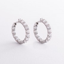 Silver earrings - rings with cubic zirconia 4762 Onyx