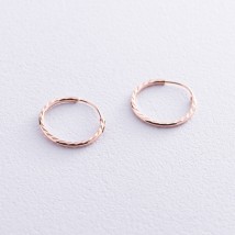 Серьги - кольца в красном золоте (1.5 см) с03381 Онікс