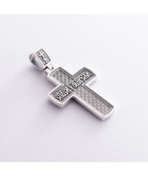 Silver cross "Crucifixion. Save and Preserve" (in Ukrainian) kdu-19 Onix
