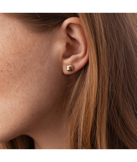 Gold earrings - studs "Clover" s07536 Onix