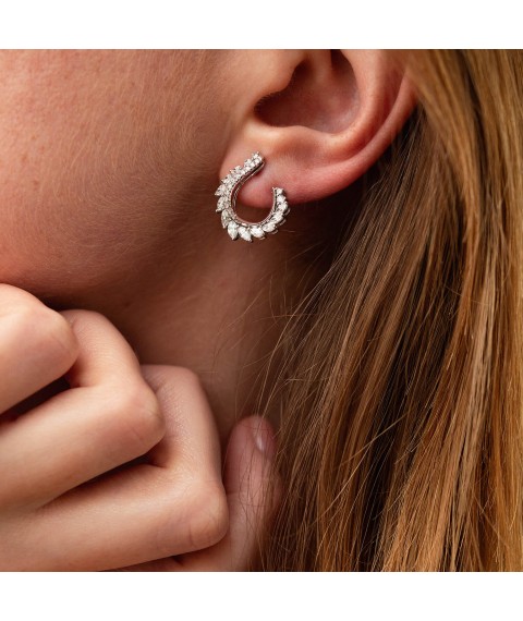 Gold earrings - studs with diamonds sb0407nl Onyx