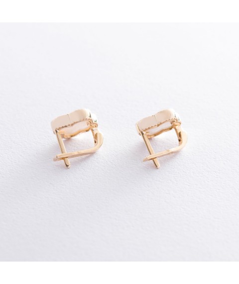 Earrings "Clover" in yellow gold (mother of pearl) s06900 Onyx
