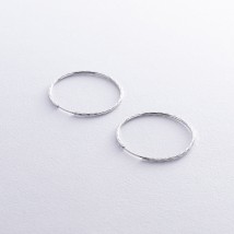 Серьги - кольца в белом золоте (3.3 см) с08665 Онікс