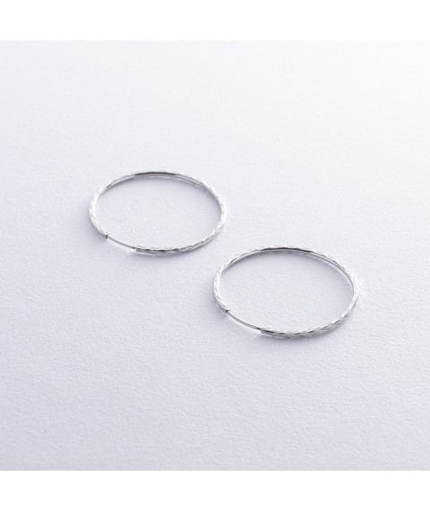 Earrings - rings in white gold (3.3 cm) s08665 Onyx