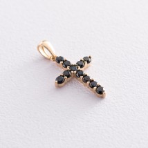 Gold cross with black cubic zirconia p03567 Onyx
