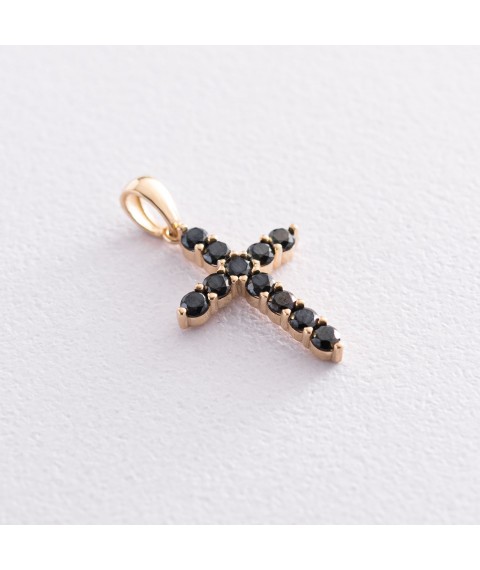 Gold cross with black cubic zirconia p03567 Onyx