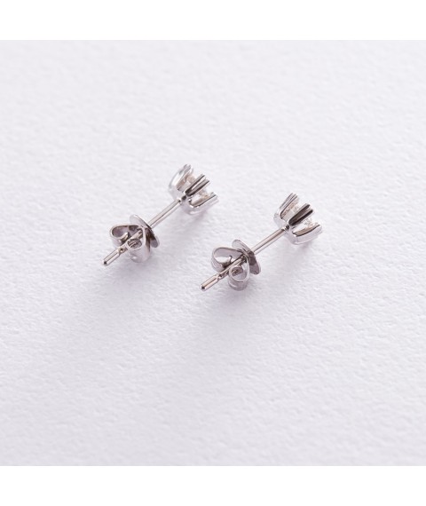 Gold earrings - studs with diamonds "Hearts" sb0084ca Onyx
