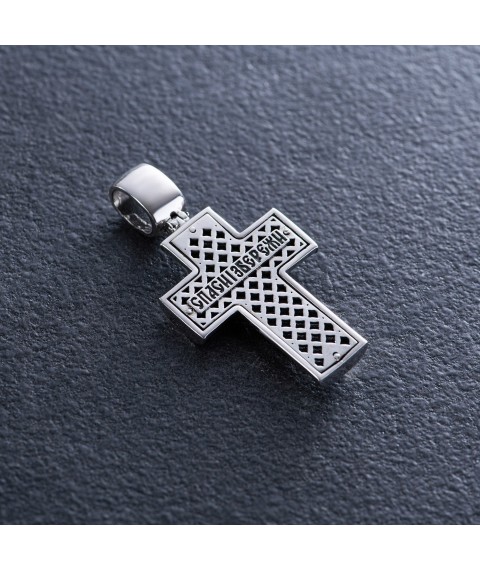 Silver cross "Crucifixion. Save and Preserve" (in Ukrainian) kdu-21 Onix