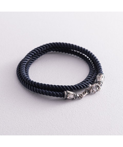 Silk blue cord with silver clasp (3mm) 18479 Onyx 60