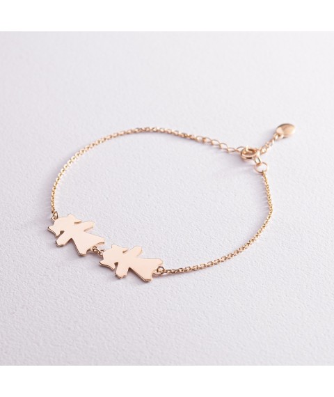 Bracelet "Two girls" in yellow gold (engraving possible) z2088zh Onyx 19