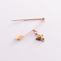 Золотая детская булавка "Пчелка" с эмалью зак00144 Онікс