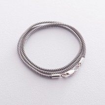 Шелковый серый шнурок с гладкой серебряной застежкой (2мм) 18495 Онікс  50