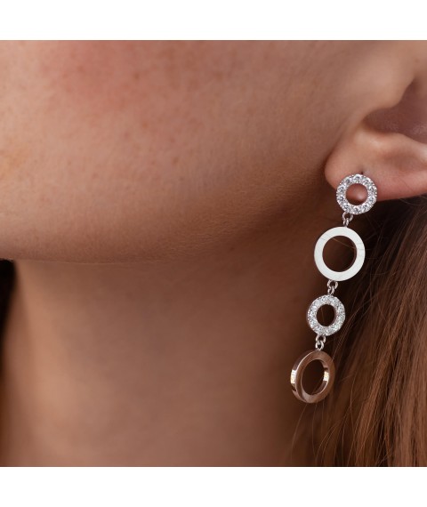 Gold earrings - studs "Cycle" with diamonds 36871121 Onyx
