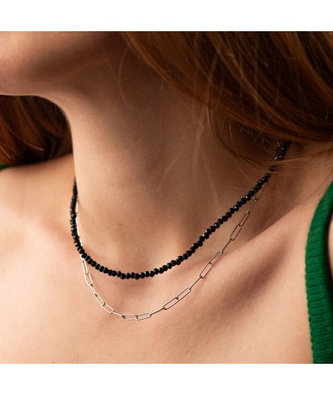 Silver double necklace (crystal) 908-01438 Onyx 41