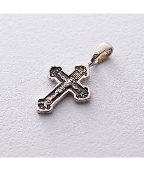 Золотой крестик с распятием (чернение) п03205 Онікс