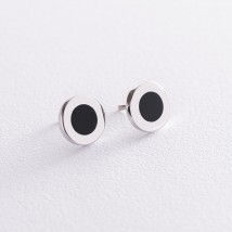 Silver stud earrings (black enamel) 122899 Onyx