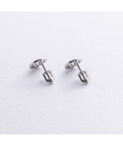 Earrings - studs "Cycle" with cubic zirconia (white gold) s08785 Onyx