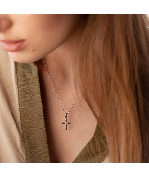 Gold necklace "Cross" with cubic zirconia col02191 Onix 45