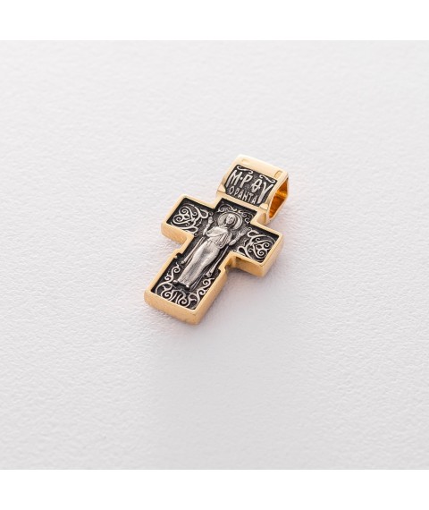 Срібний хрест з позолотою 132443 Онікс