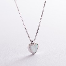 Necklace "Heart" with opal (white gold) coll02411 Onyx 43