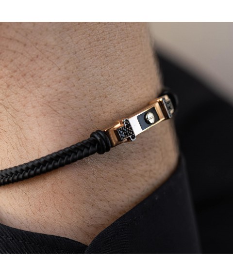 Rubber bracelet (enamel, cubic zirconia) b03990 Onix 20