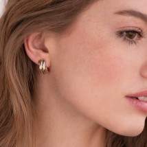 Серьги "Ассоль" из красного, желтого и белого золота с07373 Онікс