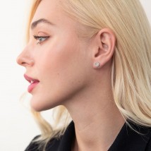 Earrings - studs "Love" in white gold s07675 Onyx