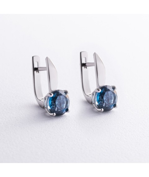 Срібні сережки з топазами "Лондон Блакитний" GS-02-003-33 Онікс