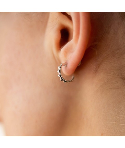 Earrings - studs "Mona" in white gold s08446 Onyx
