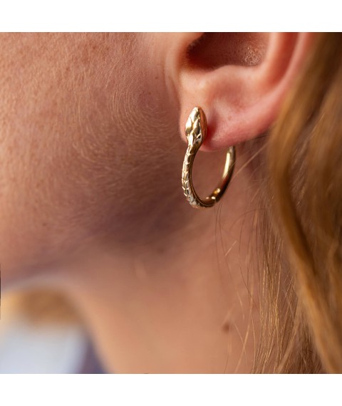 Earrings "Snakes" in yellow gold s08030 Onyx