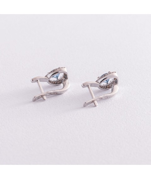 Silver earrings (cubic zirconia, quartz) 2110/1р-QLB Onix