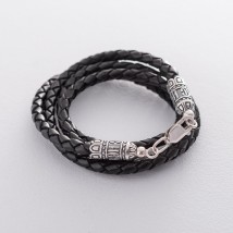 Leather cord with silver clasp 18722 Onix 55