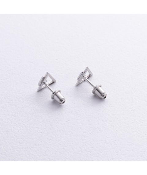 Silver stud earrings "Triangles" 122637 Onyx