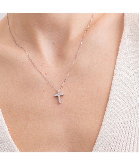 Gold necklace "Cross" with diamonds 112131121 Onix 40