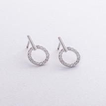 Earrings - studs "Tessa" with cubic zirconia (white gold) s08806 Onyx